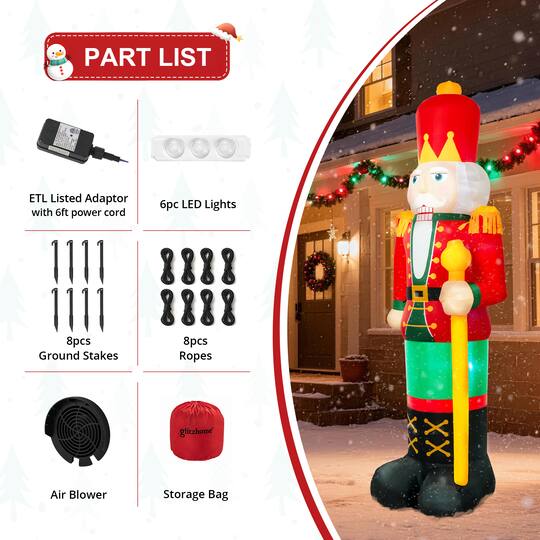 Glitzhome® 15FT Giant Lighted Inflatable Nutcracker Decor